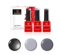 Bluesky Gel Nail Polish Set, Shades Of grey, Mr Grey Dc085, Quiet Dc075, Shiny Asphalt A022, 3 x 5 ml, Silver, Pastel, Nude (Requires Curing Under UV or LED Lamp)