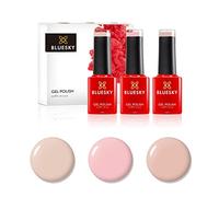 Bluesky Gel Nail Polish Set, Soft Nudes, Sun Cream A082, Lap Dance Nd12, Powder My Nose 80567, 3 x 5 ml, Pink, Nude, Pastel (Requires Curing Under UV or LED Lamp)