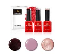 Bluesky Gel Nail Polish Set, Statement Pinks, Dark Burgundy A007, Musk Pink A044, You're A Gem Platinum 20, 3 x 5 ml, Red, Pink Glitter (Requires Curing Under UV or LED Lamp)
