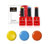 BLUESKY Gel Nail Polish Set. Summer Brights. Bicycle Yellow 80576, Digi-Teal 80613 and Orange Sweetie A012. 3 x 5ml Gel Nail Polishes (Requires curing under UV/LED Lamp)