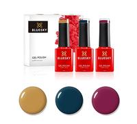 BLUESKY Gel Nail Polish Set, Warm Me Up, FW01 - Vienna, WR01 - Chai Tea, A057 - Winter Sky, Mustard, Yellow, Blue, Ocean, Dark Red (Requires Curing Under UV or LED Lamp), 15 ml (Pack of 1)