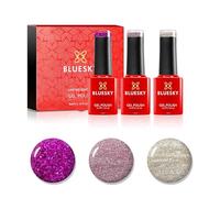 Bluesky Gel Nail Polish Set, Wish List Trio, Silver, Purple, Glitter | A party-ready three, from a smooth metallic through to a full sparkle, boxed small enough for a stocking.