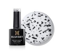 BLUESKY Gel Nail Polish, Speckled Egg Shell Effect Clear No Wipe Matte Top Coat, 10ml, Matte Finish, Clear with Black Pieces (Requires Curing Under Uv/Led Lamp)