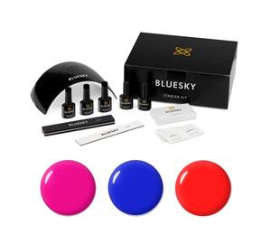 Bluesky Gel Nail Polish Starter Kit - Neon Colors with LED Lamp, 3 Gel Polishes, Cleanser, Base & Top Coats, Nail File & Buffer