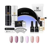 Bluesky Gel Nail Polish Starter Kit with Professional 24W Uv Led Lamp, Top & Base Coat, 6 Colours, Pink, Silver, Peach, Glitter Cleanser& Acetone Remover, Wipes, Wraps, Cuticle Oil, File & Buffer