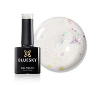Bluesky Gel Nail Polish, Zillionaire 80527, Chunky Glitter, Clear, Transparent, White Long Lasting, Chip Resistant, 10 ml (Requires Drying Under UV LED Lamp)