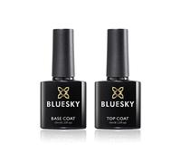 Bluesky Gel Nail Polishes Base and Gel Top Coat, Soak Off LED UV Gel Nail Polish Set, Long Lasting Shiny High Gloss Finish Clear, 2 x 10ml Bottles