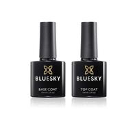 Bluesky Gel Nail Polishes Base and Gel Top Coat, Soak Off LED UV Gel Nail Polish Set, Long Lasting Shiny High Gloss Finish Clear, 2 x 10ml Bottles
