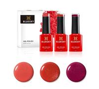 Bluesky Gel Nail Polishes, Firey Powder, Red Shimmer A015, Desert Poppy 80568, Watermelon Lady A004, 3 x 5ml, Orange, Coral (Requires Curing Under UV/LED Lamp)