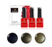 Bluesky Gel Nail Polishes, Gunmetals, Overtly Onyx 80540, Steel Gaze 80560, Gravel A029, 3 x 5ml, Grey, Silver, Black (Requires Curing Under UV/LED Lamp)