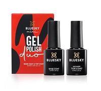 BLUESKY Gel Nail Polishes, No Wipe Top Coat and Base Coat, Soak Off LED UV Gel Nail Polish Set, Long Lasting, Shiny, High Gloss Finish, Clear, 2 x 5ml Bottles