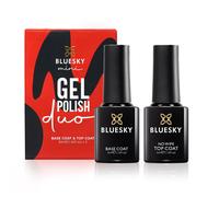 BLUESKY Gel Nail Polishes, No Wipe Top Coat and Base Coat, Soak Off LED UV Gel Nail Polish Set, Long Lasting, Shiny, High Gloss Finish, Clear