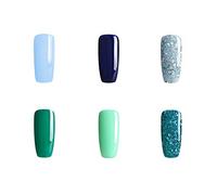 BLUESKY Gel Polish, Ocean Set, Blue, Green, Navy, Turquoise, Glitter (Requires Curing Under Uv/Led Lamp), 10 ml
