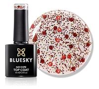 Bluesky Glitter No Wipe Top Coat 10ml, Pinata Smash - GTC04, Red | Ruby sparkle in a clear base that lifts a plain manicure for Christmas or a night out. Cures ready to wear in 60 seconds.
