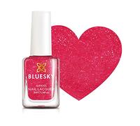 Bluesky Kids Peel Off Nail Varnish 5ml, Cherry Fizz, Red Glitter | Cherry red fizzing with fine gold flecks for parties and dressing up. Comes away in warm water with no scrubbing.