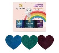 Bluesky Kids Peel Off Varnish Set 3 x 5ml, Cosmic Space, Stickers | Purple, blue and green for reaching-for-the-stars manicures. Water based, and warm water lifts each shade away.
