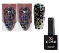 Bluesky Nail Gel Polish BLACK GLITTER HOLOGRAPHIC SP04 ROCK CHICK UV LED Soak Off