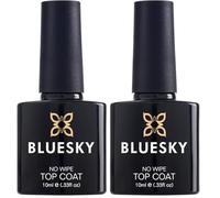 BLUESKY No Wipe Top Coat 10 ml, Clear Gel Nail Polish Top Coat for 21 Day Manicure, Professional, Salon and Home Use, Requires Curing Under LED UV Nail Lamp (Pack of 2)