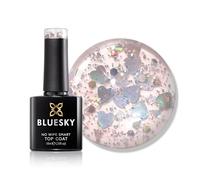 Bluesky No Wipe Top Coat 10ml, Heart Romance, Pink Glitter Hearts | Scatters tiny silver charms and fine sparkle over any colour beneath, then cures clear with no tacky residue to remove.