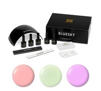 Bluesky Pastel Neon Gel Starter Kit, 24W UV LED Lamp, 3 x 10ml Colours | Peach Passion, Pistachio Gelato and Cherry Bomb arrive with base and top coat, cleanser wipes, a file and a buffer.