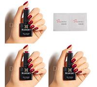 Bluesky RED FLAME Nail Polish - Christmas Bright Red Xmas Glitter UV/LED Soak Off Gel Nail Polish 10ml + 2 Diva World ® Shine Wipes for FREE