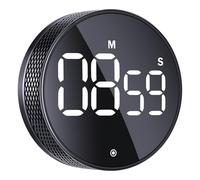 BlueSnail Kitchen Timer with LED Digital Display Smart Efficana for Home Classroom Gym Office, Volume and Brightness Adjustable Productivity Timer (All Black)