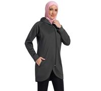 BlueSnow Muslim Women's Hooded Sweatshirt Modest Long Sleeve Athletic Top Loose Fit Fall Spring Workout Sportswear(L,Y1)