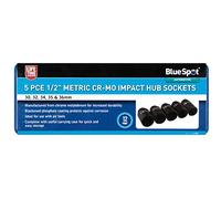 Bluespot 01552 5pce 1/2" Metric Cr-Mo Impact Hub Sockets (30-36mm)