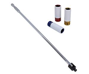 BlueSpot 1/2" Drive Breaker Bar 30” Long + 3pc Alloy Wheel Nut Metric Sockets 17 19 21