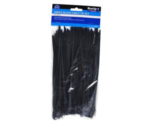 Bluespot 100 Pce 4.8mm X 200mm Black Cable Ties - blue spot 40057 x 200mm 100 black cable ties pack 48 white 40053 electric 48mm piece