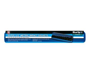 BlueSpot 10pc 1/2in Metric Shallow Impact Sockets 9-27mm Allen Key