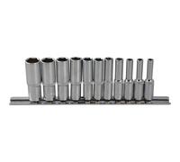 Machine Mart 11 Piece 1/4" Metric Deep Socket & Rail Set 4 -13mm