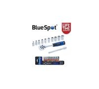 BlueSpot 12pc 1/4" Ratchet & Socket Set | 10-24mm Drive Sockets & Extension Bar