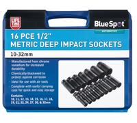 Bluespot 16pce 1/2" Metric Deep Impact Sockets 10-32mm