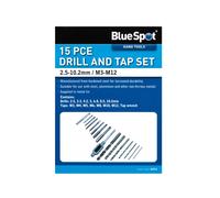BlueSpot 20512 15 Piece Drill and Tap Set in Tin (M3-M12)