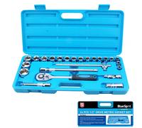 BlueSpot Metric Socket Set 1/2" Drive 10-32mm Ratchet Handle Wrench T-Bar 24pc