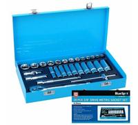 Bluespot 28pc Metric Standard & Deep Socket Set 3/8" Drive Ratchet 01547