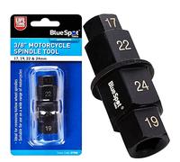 BlueSpot 3/8" MOTORCYCLE Spindle Tool | 17, 19, 22 & 24MM | Front & Rear Wheel Axle | Hex | Driver Socket | Garage | Mechanics | Repair Accessories | Heavy Duty | Hand Tools | DIY | UK FREE P&P