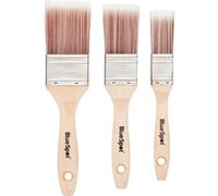 Blue Spot Tools 36010 3 Piece Synthetic Paint Brush Set With Wooden Handle (1”, 1 ½” and 2”), No Bristle Loss