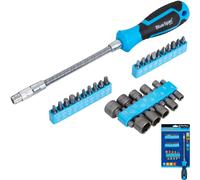 BlueSpot 31pc Flexible Screwdriver Bit Set Soft Grip Nut Magnetic 1/4" Driver