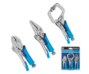 BlueSpot 3pc Mini Locking Plier Clamp Mole Vice Grip Pliers Welding C Clamp