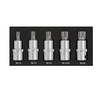 BlueSpot 5 PCE Spline Bit 1/2" Set (M10-M18) (EVA FOAM) Knurled Sockets
