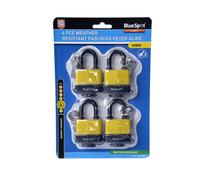 BlueSpot 77011 4 Piece 40mm Weather Resistant Padlocks Keyed Alike