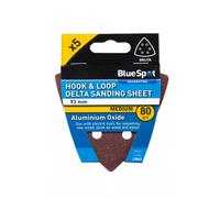 Bluespot 93mm 5 Pack 80 Grit Delta Sanding Sheets - Hook Loop 6 Hole Blue Spot - delta sanding grit 93mm hook loop 6 hole blue spot 80 6080120 mixed