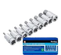 BlueSpot 9pc Metric Hex Bit Allen Key Sockets H4 ? H17 Set 1/2" Drive 01563