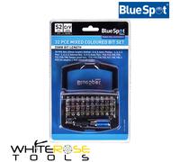 BlueSpot Bit Set Mixed Coloured 32 Piece Pozi Phillps Slotted Hex Torx
