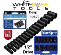 BlueSpot Deep Impact Socket Set 1/2" Drive 16pc 10-32mm 6 Point Sockets in Case
