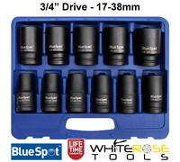 BlueSpot Deep Impact Socket Set 3/4" Drive 11pc 17-38mm 6 Point Sockets in Case