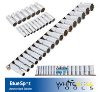 BlueSpot Deep Socket Set on Socket Rail 17pc 3/8" Drive Metric 8-24mm 12 Point