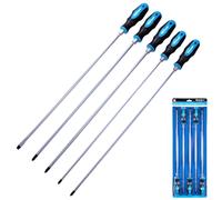 BlueSpot Extra Long 5Pc Screwdriver Set 450mm PZ2 PZ3 PH2 PH3 SL8 Pozi